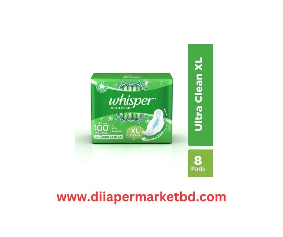Whisper Ultra Clean Wings Sanitary Pads for Women, XL 8 Napkins