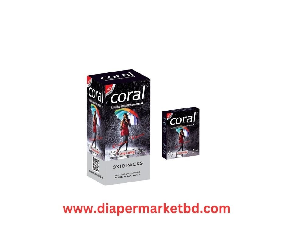 Coral Condom Extra Time Lubricated Natural Latex Full Box