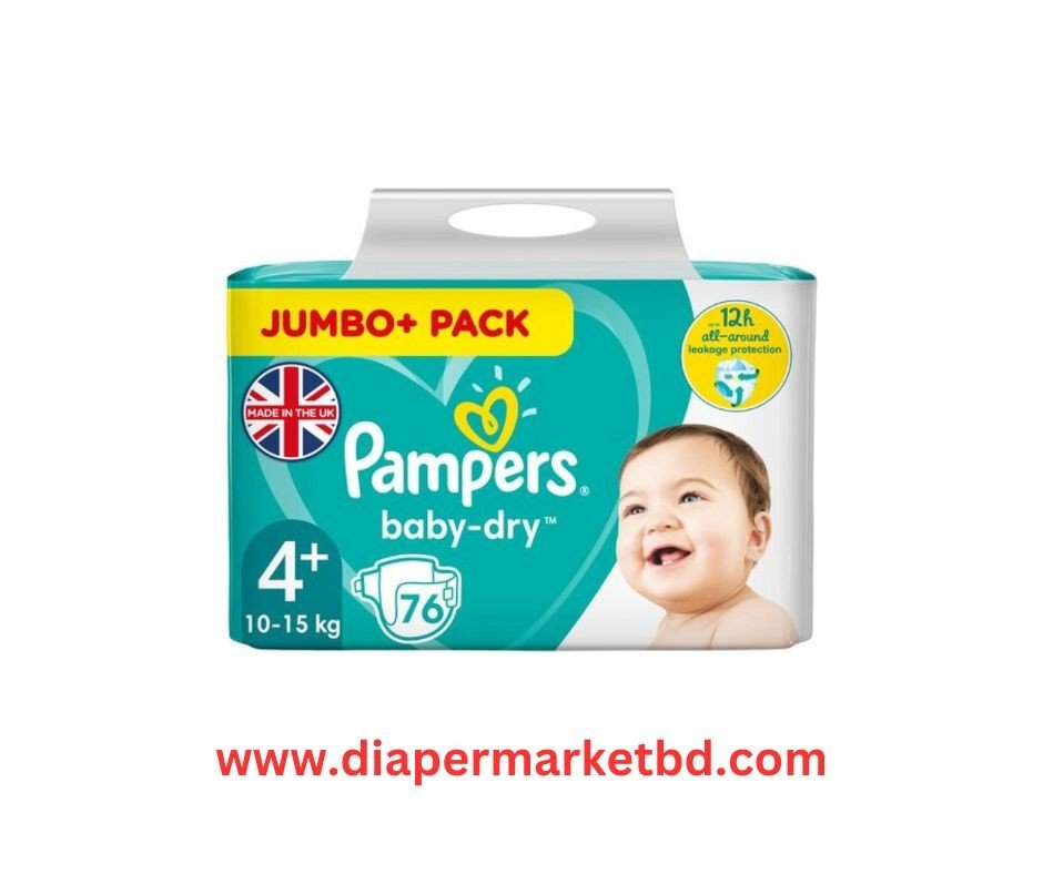 Pampers Baby-Dry 4+ Size 76 Pcs (10-15) kg UK Origin