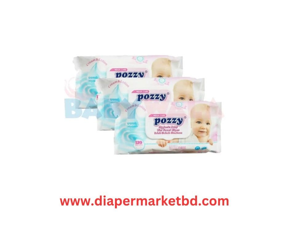 Pozzy Premium Wet Wipes Refil - (120x3) 360 pcs Combo