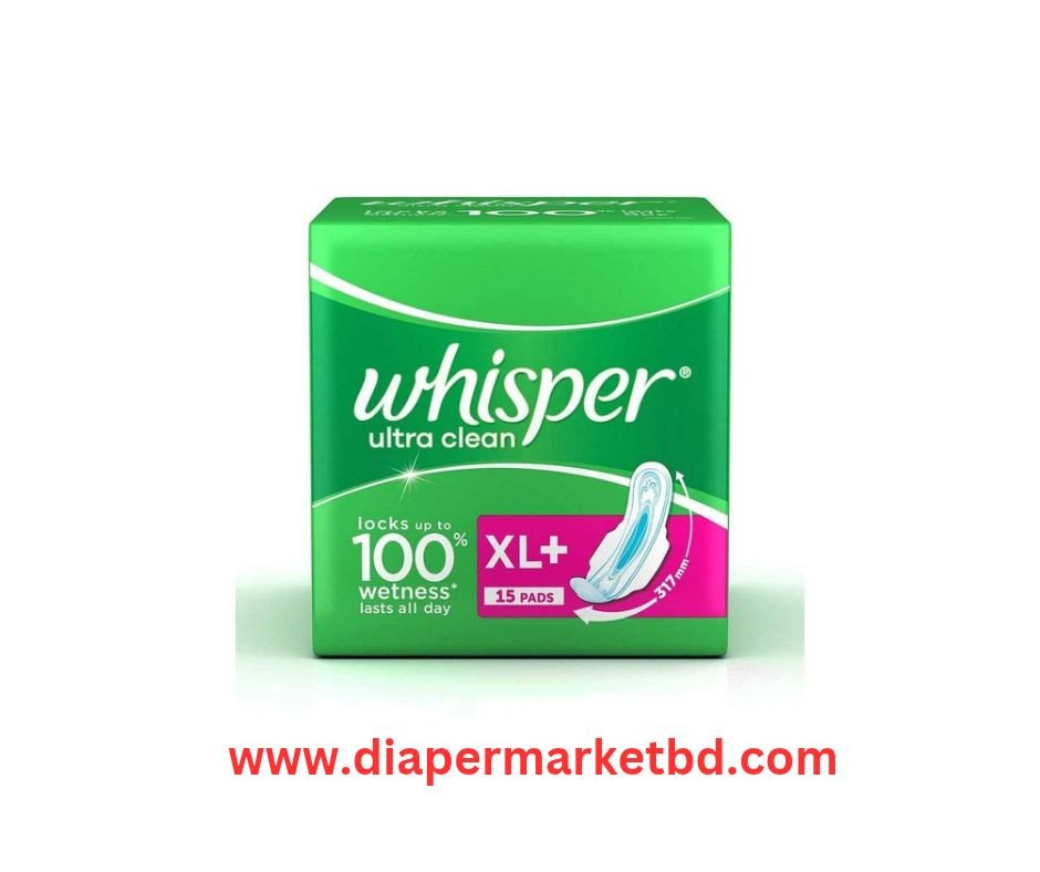Whisper Ultra Clean Sanitary Pads for Women XL+ 15 Pcs